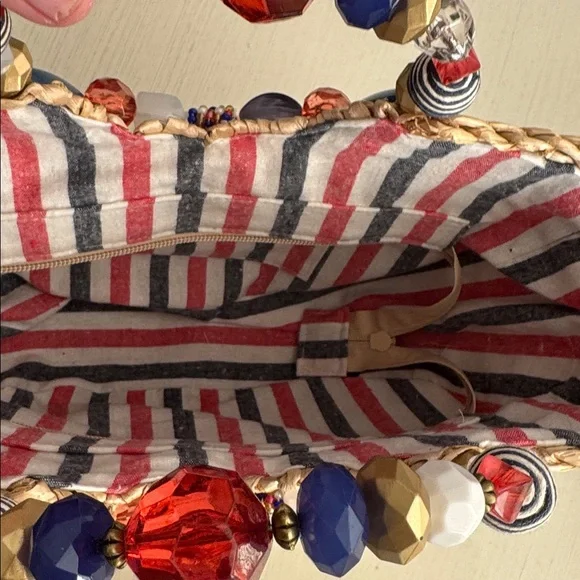 Cappelli Straworld, Inc. Straw Purse with beaded handles - Picture 3 of 6